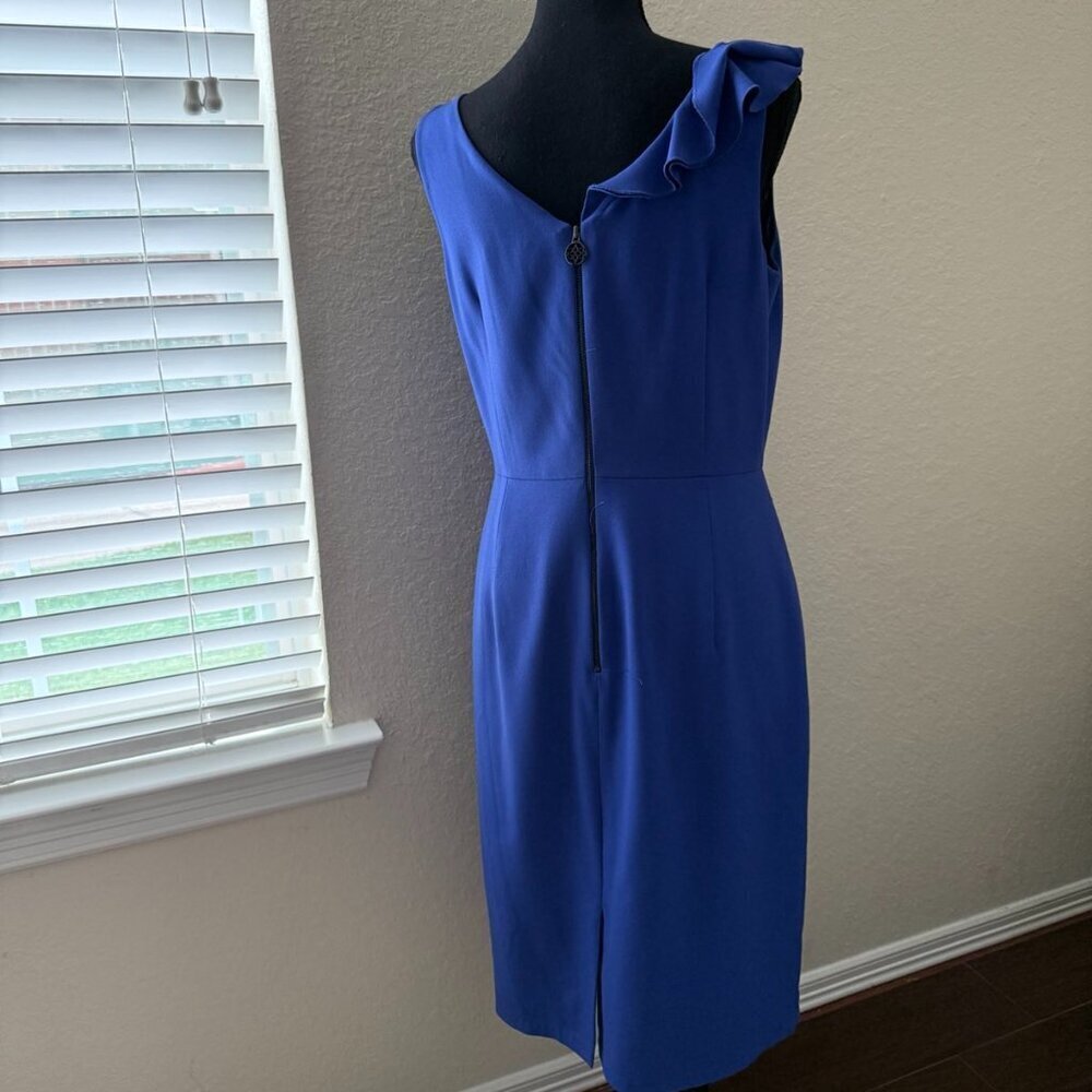 Antonio Melani Royal Blue Sleeveless Dress With Ruffle down Front  Size 6 - Picture 2 of 15